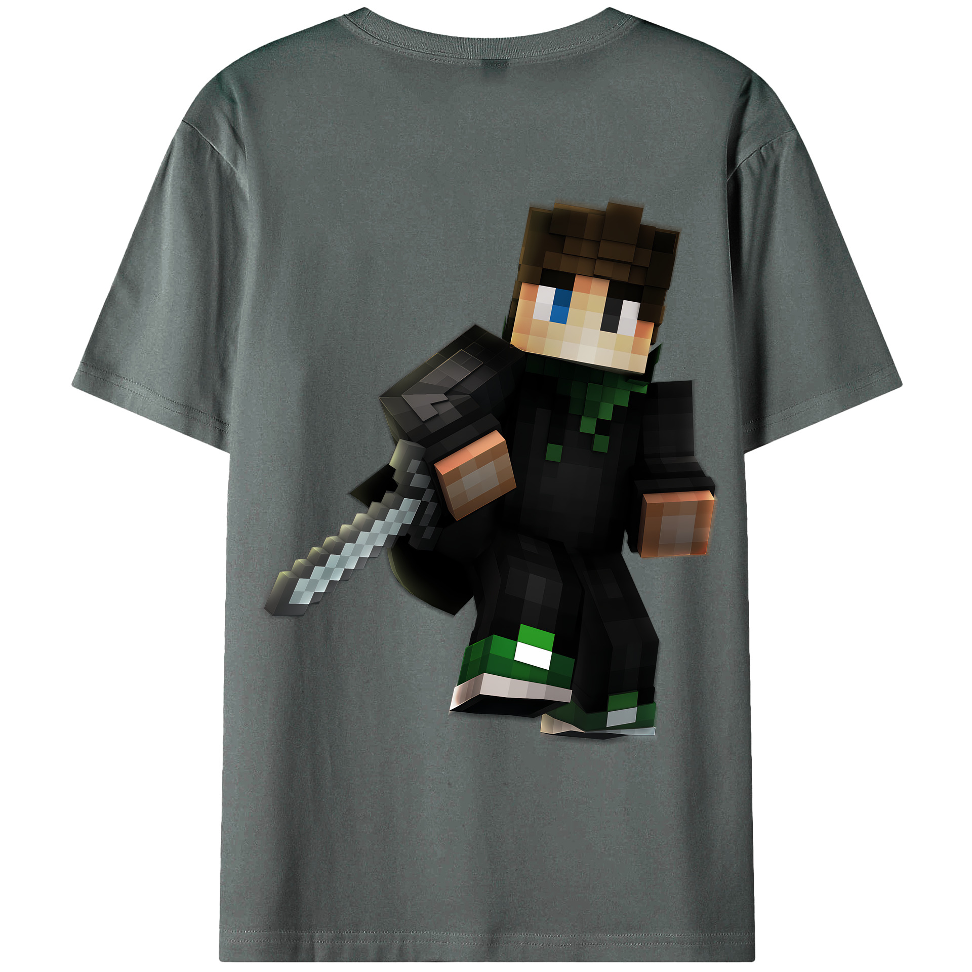 （画像用） マインクラフト ブロックの世界 Minecraft MC Block world 綿100％ メンズ半袖Tシャツ（バックプリント） 通気性